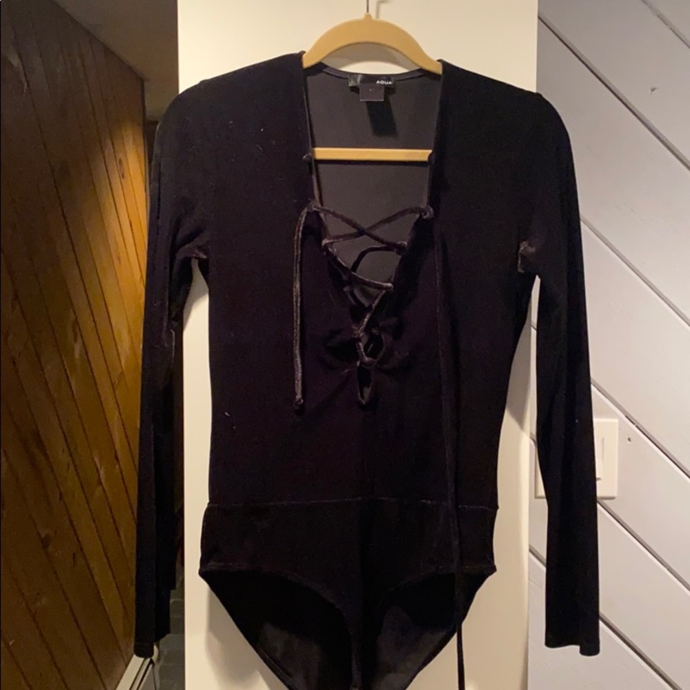 Aqua velvet body suit Small